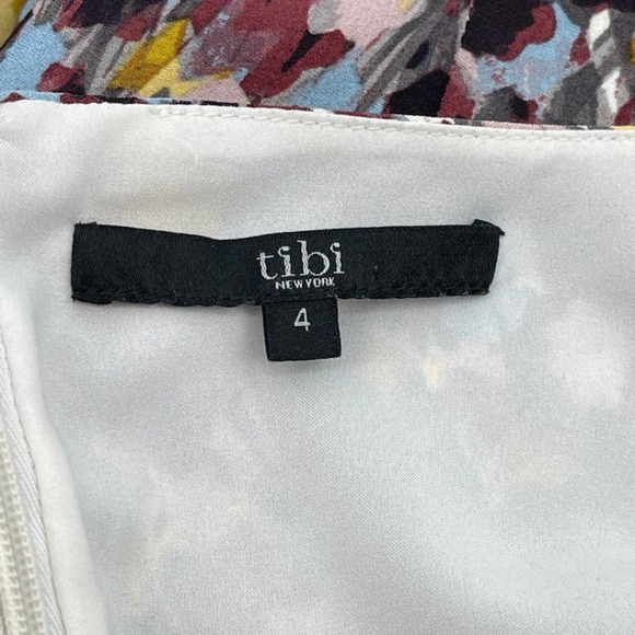 TIBI 100% Silk 3/4 Sleeve Impressionist Floral Shift Dress - Size 4 EUC - Picture 3 of 12